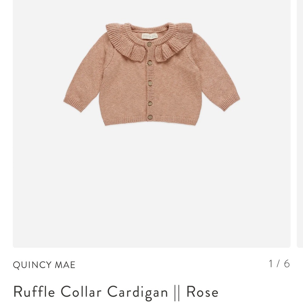Quincy Mae Ruffle Collar Cardigan and Bloomer (set)- color Rose // size 12-18 mo